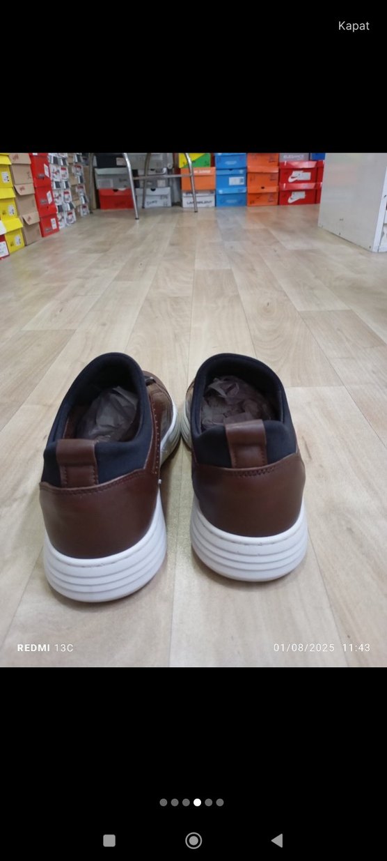 Hakiki Deri Kahverengi Deri Bağcıklı Erkek Spor Ayakkabı - Görsel 4