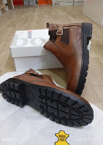 Hakiki Deri Kahverengi Deri Tokalı Erkek Bot - Görsel 2