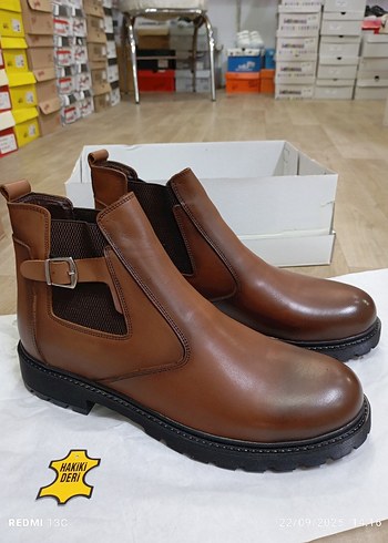 Hakiki Deri Kahverengi Deri Tokalı Erkek Bot - Görsel 4