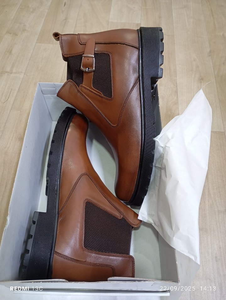 Hakiki Deri Kahverengi Deri Tokalı Erkek Bot - Görsel 3