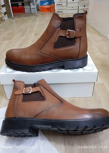 Hakiki Deri Kahverengi Deri Tokalı Erkek Bot - Görsel 3