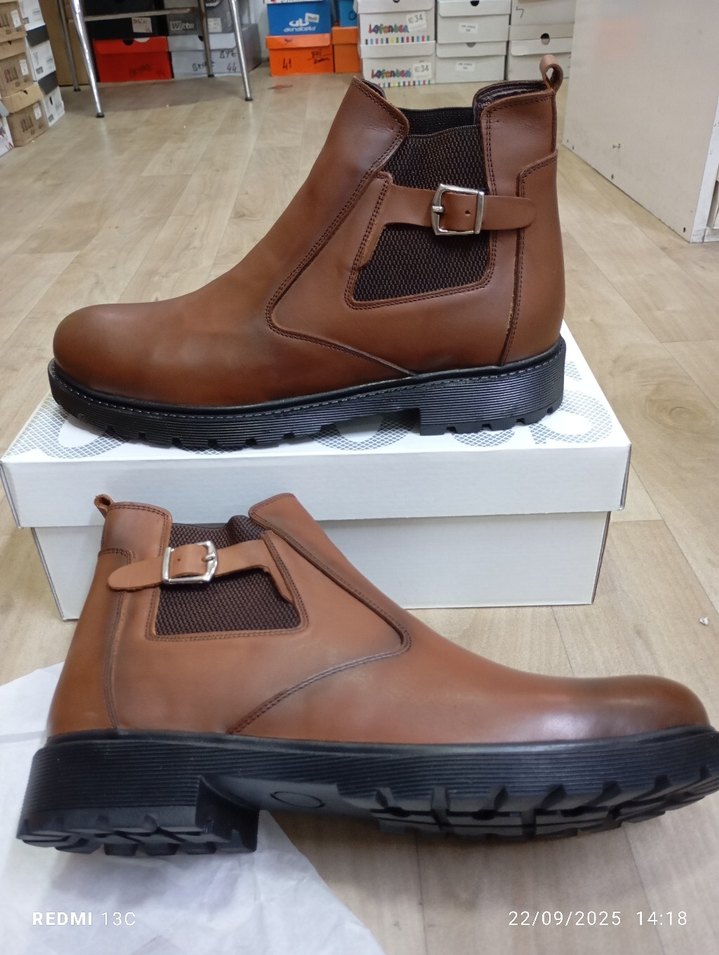 Hakiki Deri Kahverengi Deri Tokalı Erkek Bot - Görsel 3