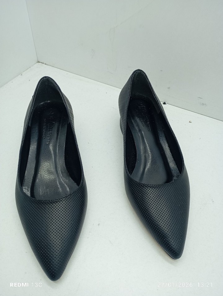 Siyah Yılan Desenli Kadın Topuklu Ayakkabı - Görsel 3