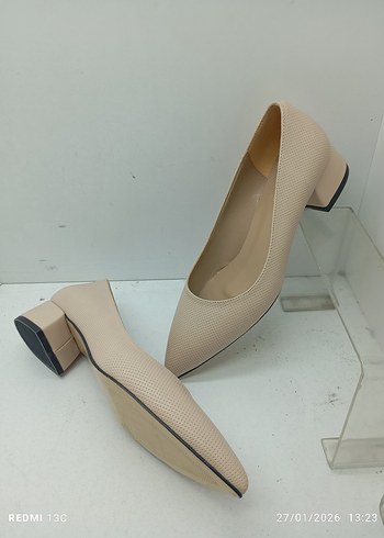 Pudra Minimalist Topuklu Kadın Stiletto - Görsel 6