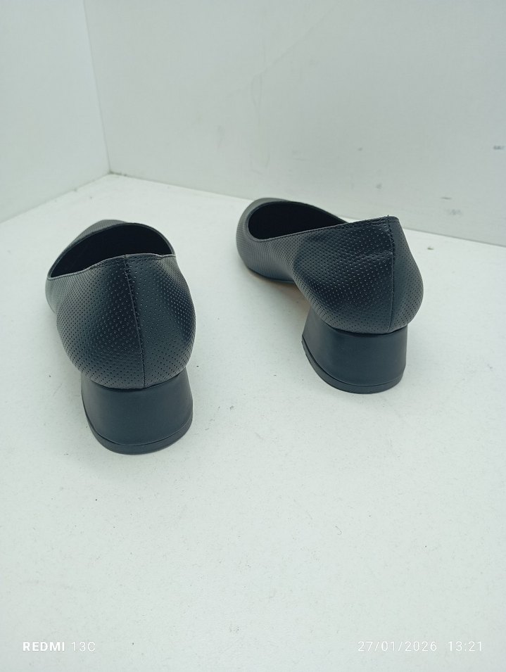 Siyah Yılan Desenli Kadın Topuklu Ayakkabı - Görsel 4