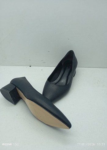 Siyah Yılan Desenli Kadın Topuklu Ayakkabı - Görsel 5