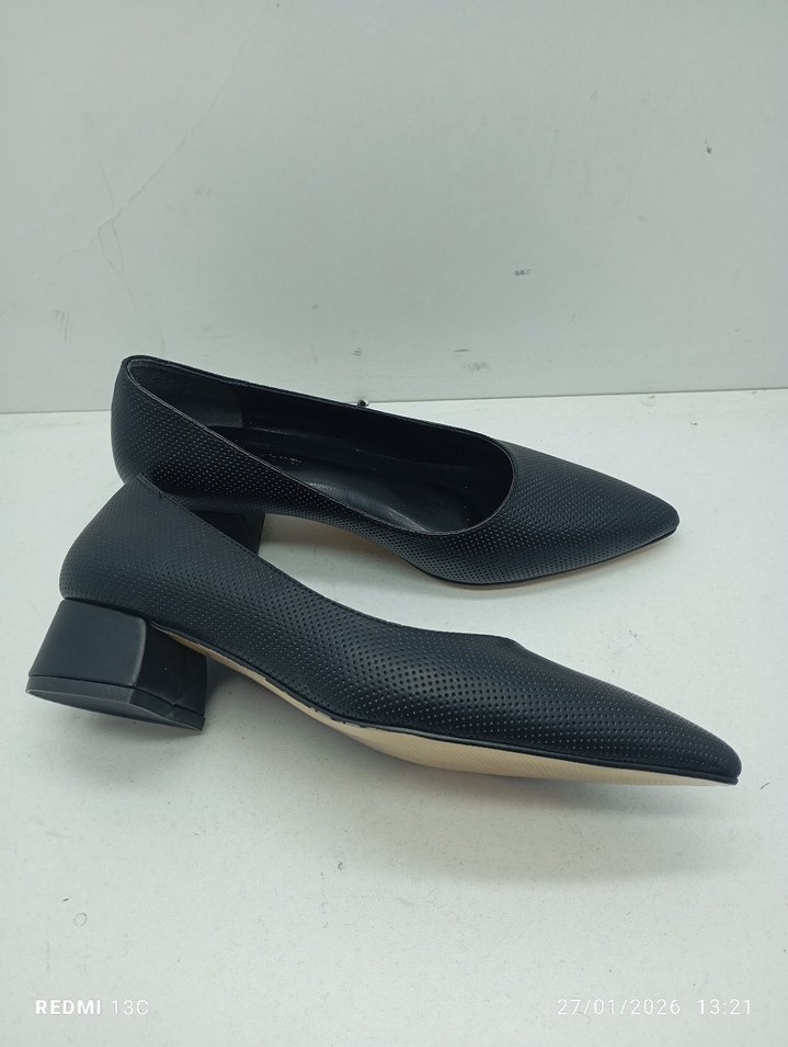 Siyah Yılan Desenli Kadın Topuklu Ayakkabı - Görsel 2