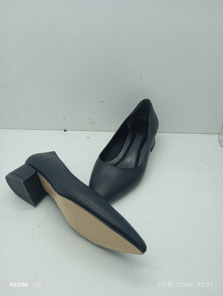 Siyah Yılan Desenli Kadın Topuklu Ayakkabı - Görsel 5