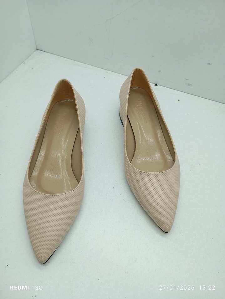 Bej Minimalist Blok Topuklu Kadın Stiletto - Görsel 3
