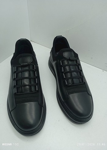 Hakiki Deri Erkek Siyah Günlük Spor Ayakkabı - Görsel 6