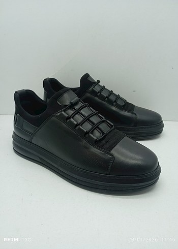 Hakiki Deri Erkek Siyah Günlük Spor Ayakkabı - Görsel 8