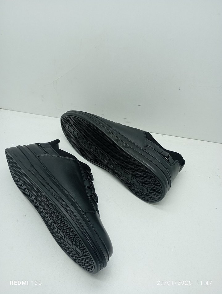 Hakiki Deri Siyah Erkek Günlük Spor Ayakkabı - Görsel 2