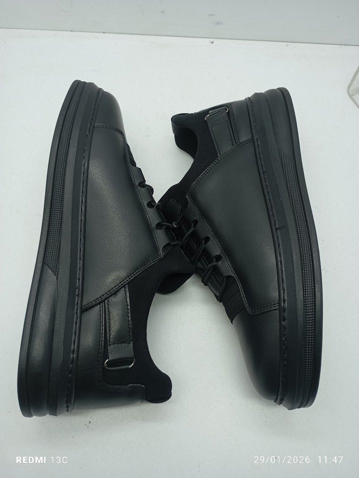 Hakiki Deri Siyah Erkek Günlük Spor Ayakkabı - Görsel 4