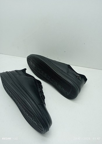 Hakiki Deri Siyah Erkek Günlük Kemerli Spor Ayakkabı - Görsel 3