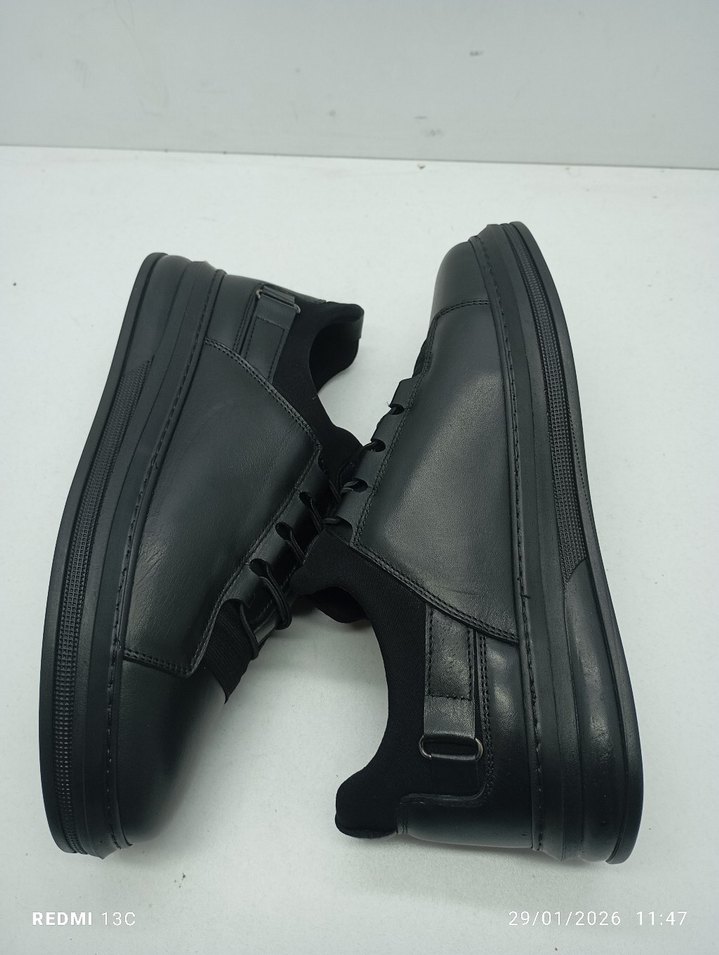 Hakiki Deri Siyah Erkek Günlük Kemerli Spor Ayakkabı - Görsel 4