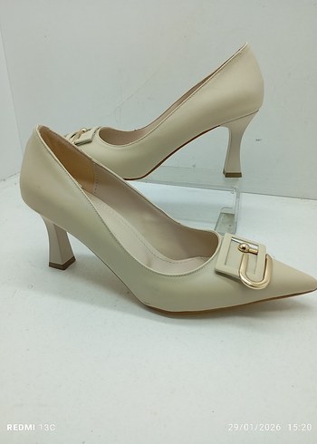 Bej Tokalı Stiletto Kadın Ayakkabı - Görsel 7