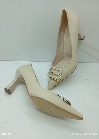 Bej Tokalı Stiletto Kadın Ayakkabı - Görsel 4