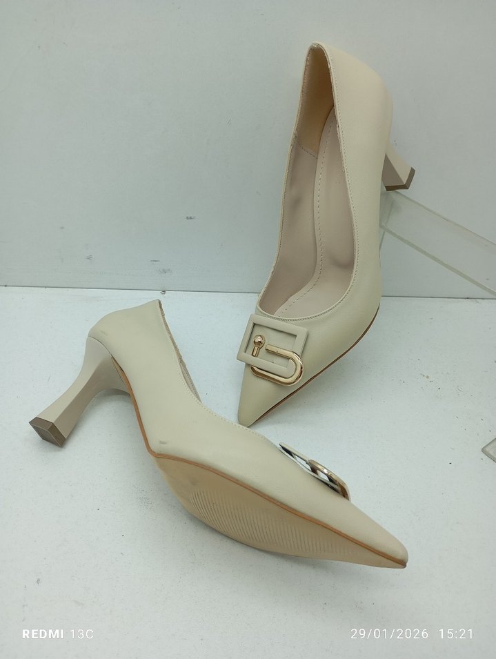 Bej Tokalı Stiletto Kadın Ayakkabı - Görsel 4