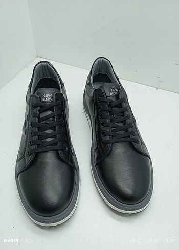 Hakiki Deri Siyah Bağcıklı Erkek Spor Ayakkabı - Görsel 3