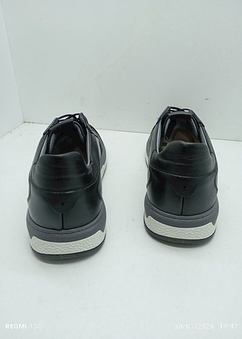 Hakiki Deri Siyah Bağcıklı Erkek Spor Ayakkabı - Görsel 5