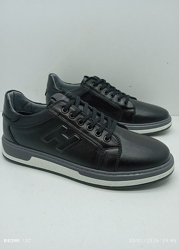 Hakiki Deri Siyah Erkek Spor Ayakkabı Bağcıklı - Görsel 5