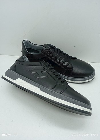 Hakiki Deri Siyah Erkek Spor Ayakkabı Bağcıklı - Görsel 6