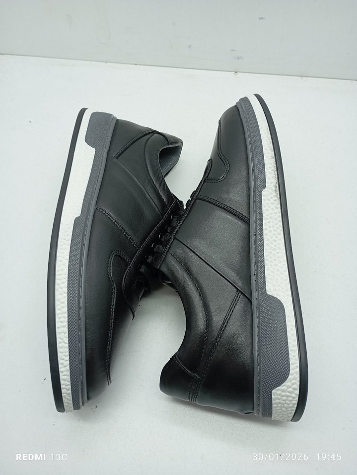 Hakiki Deri Erkek Siyah Bağcıklı Günlük Spor Ayakkabı - Görsel 5