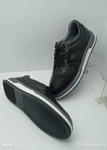 Hakiki Deri Siyah Gri Street Style Erkek Spor Ayakkabı - Görsel 7