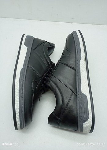 Hakiki Deri Siyah Gri Street Style Erkek Spor Ayakkabı - Görsel 6
