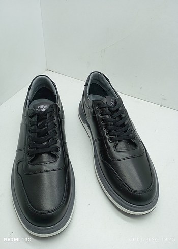 Hakiki Deri Siyah Gri Street Style Erkek Spor Ayakkabı - Görsel 3