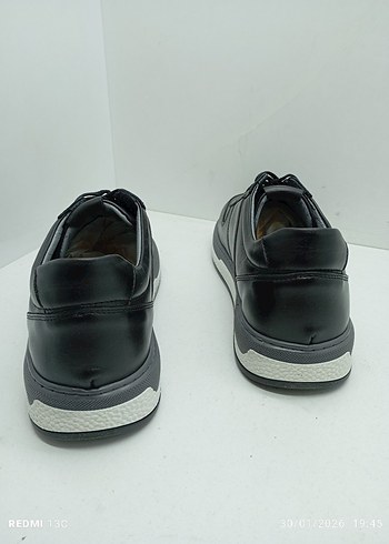 Hakiki Deri Siyah Gri Street Style Erkek Spor Ayakkabı - Görsel 5