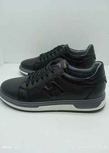 Hakiki Deri Siyah Erkek Spor Ayakkabı - Sokak Stili - Görsel 4