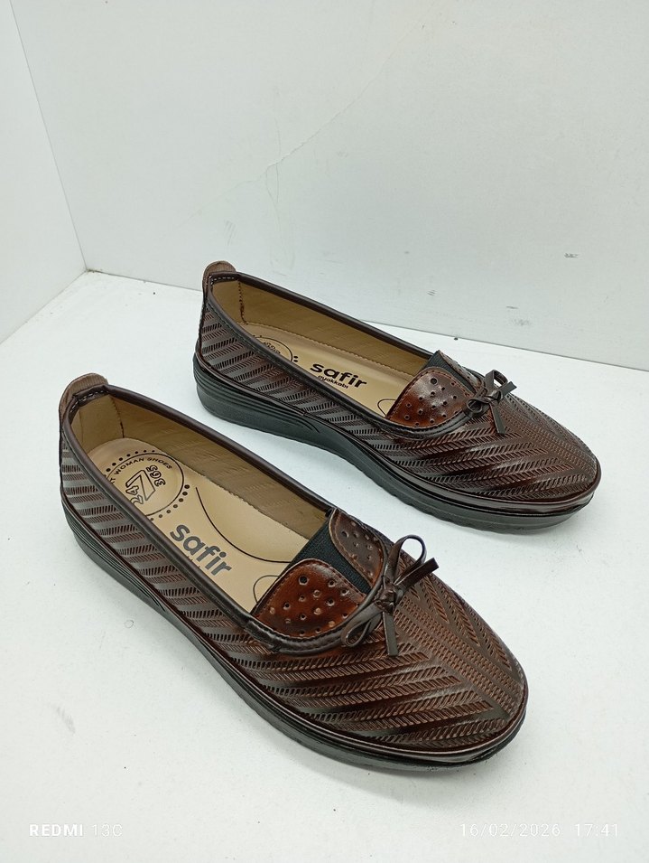 Kahverengi Yılan Derisi Desenli Kadın Platform Babet - Görsel 2