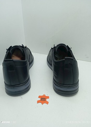 Hakiki Deri Siyah Erkek Günlük Bağcıklı Spor Ayakkabı - Görsel 5