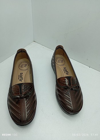 Kahverengi Yılan Desenli Platform Kadın Babet - Görsel 3