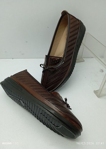 Kahverengi Yılan Desenli Platform Kadın Babet - Görsel 7