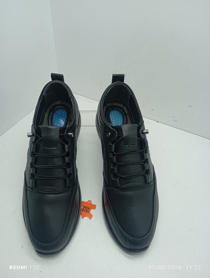 Hakiki Deri 46 Numara Siyah Erkek Spor Rahat Ayakkabı - Görsel 3