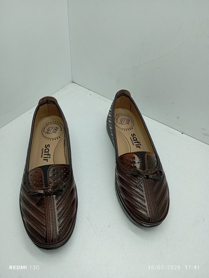 Kahverengi Yılan Desenli Kadın Platform Babet - Görsel 3