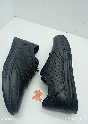 Hakiki Deri Siyah Erkek Spor Ayakkabı Bağcıklı - Görsel 6