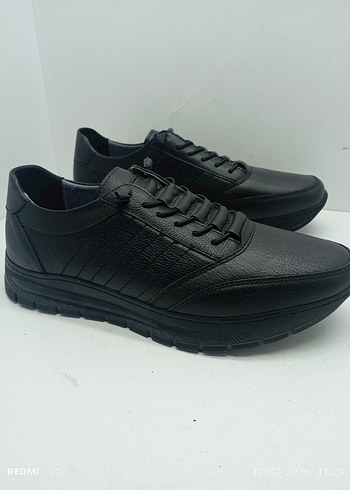 Hakiki Deri Siyah Erkek Spor Ayakkabı Bağcıklı - Görsel 2