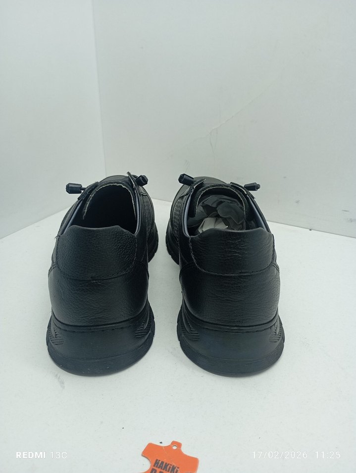 Hakiki Deri Siyah Erkek Spor Ayakkabı Bağcıklı - Görsel 5