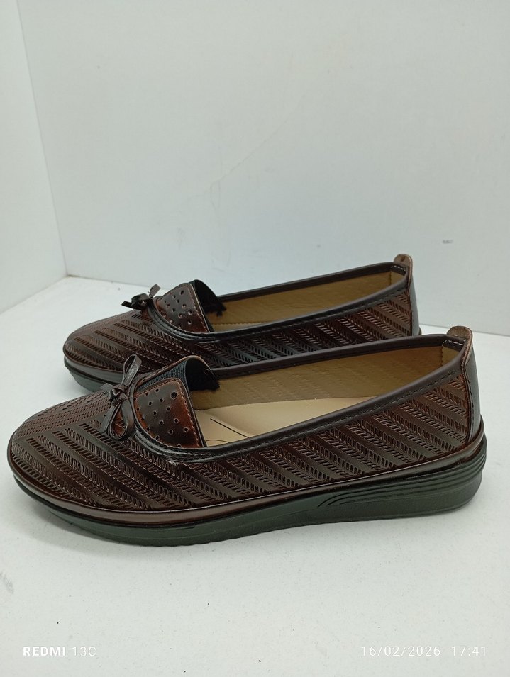 Kahverengi Yılan Desenli Platform Tabanlı Kadın Babet - Görsel 4