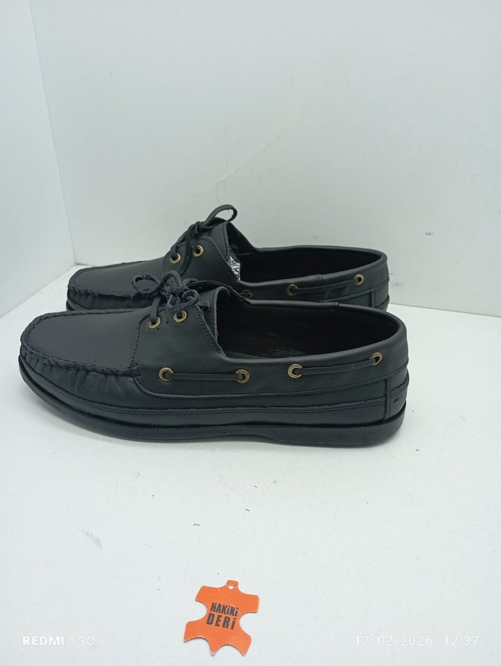 Hakiki Deri Erkek Siyah Klasik Bağcıklı Ayakkabı - Görsel 4