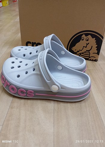 36 Beden Gri Kadın Crocs Platform Terlikler