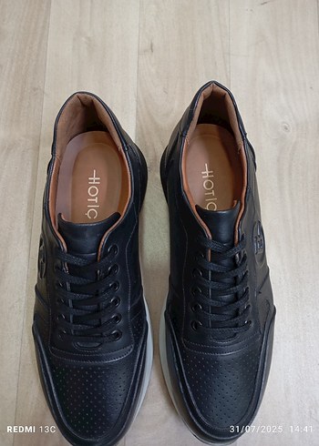 41 Beden Hakikî Deri Siyah Bağcıklı Erkek Sneakers
