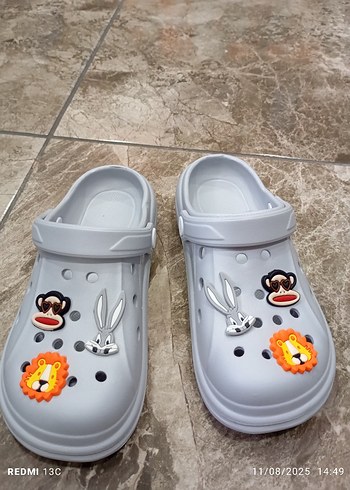 Diğer Gri Erkek Çocuk Kaydırmaz Terlik Velcro
