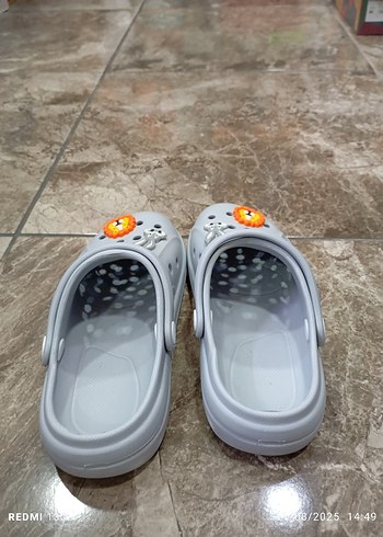 34 Beden gri Renk Gri Erkek Çocuk Kaydırmaz Terlik Velcro