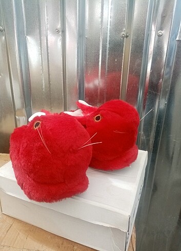 36 Beden kırmızı Renk Unisex Kırmızı Tavşanlı Ev Panduf