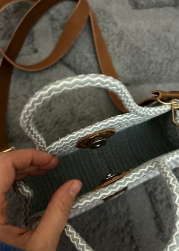 Gri Örgü Kadın Çanta - Görsel 3