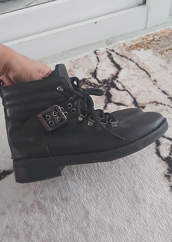 38 Beden Siyah Deri Gotik Stiletto Topuklu Kadın Bot